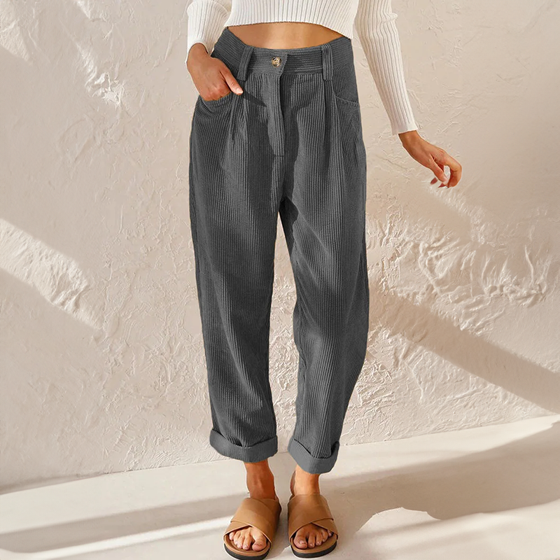 MINA | COMFORTABLE HIGH-WAIST CORDUROY TROUSERS