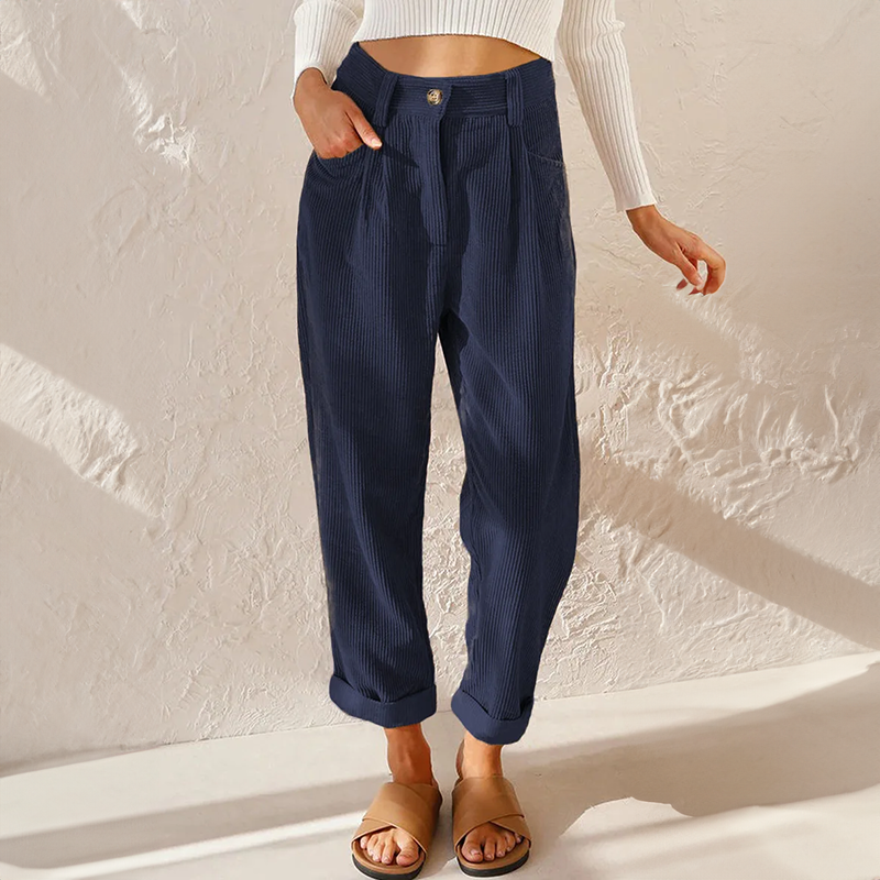 MISTY | COMFORTABLE HIGH-WAIST CORDUROY TROUSERS