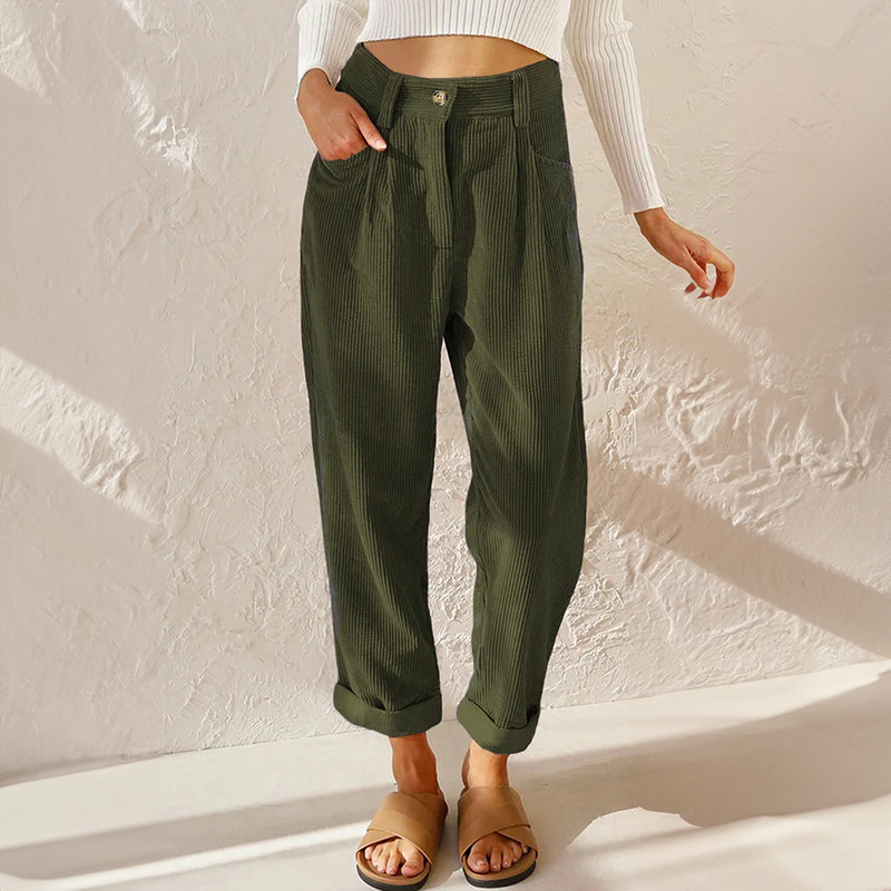 ANNIE | COMFORTABLE HIGH-WAIST CORDUROY TROUSERS