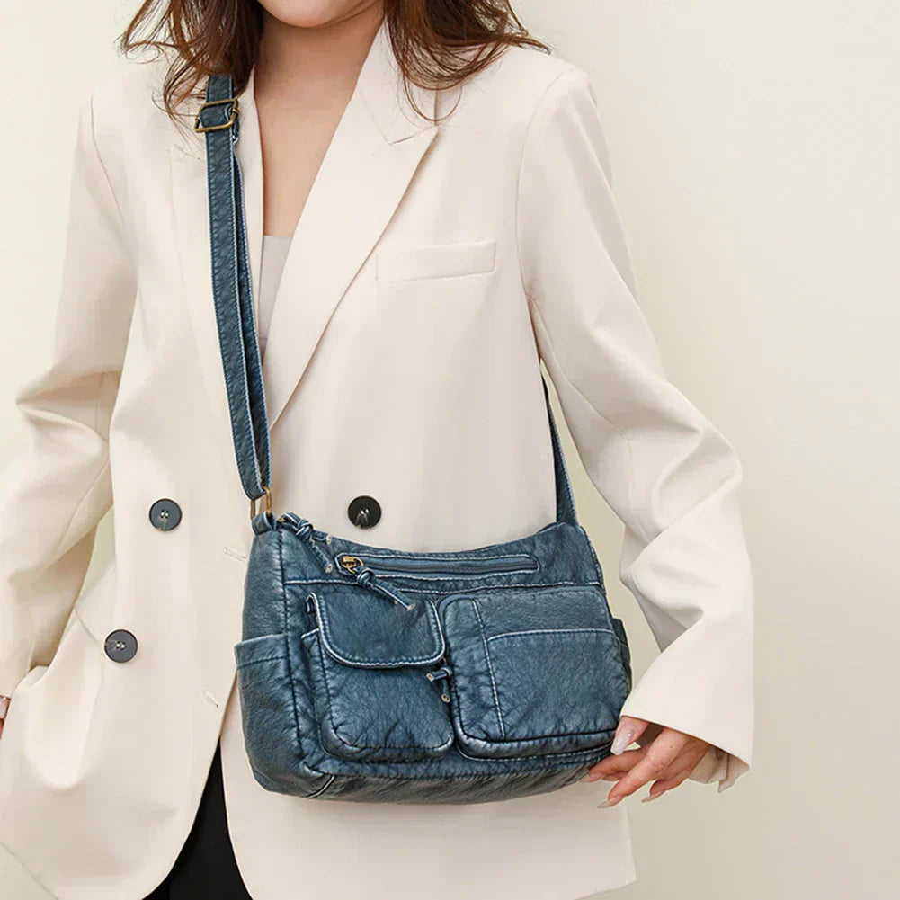 Lykke™ | Vintage Leather Shoulder Bag with Multiple Compartments