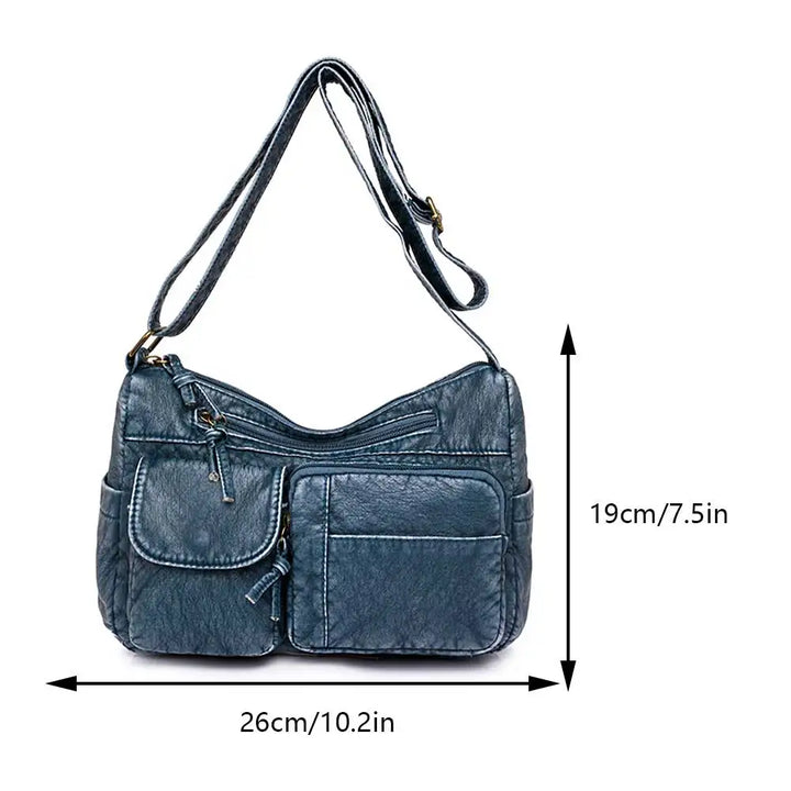 Lykke™ | Vintage Leather Shoulder Bag with Multiple Compartments